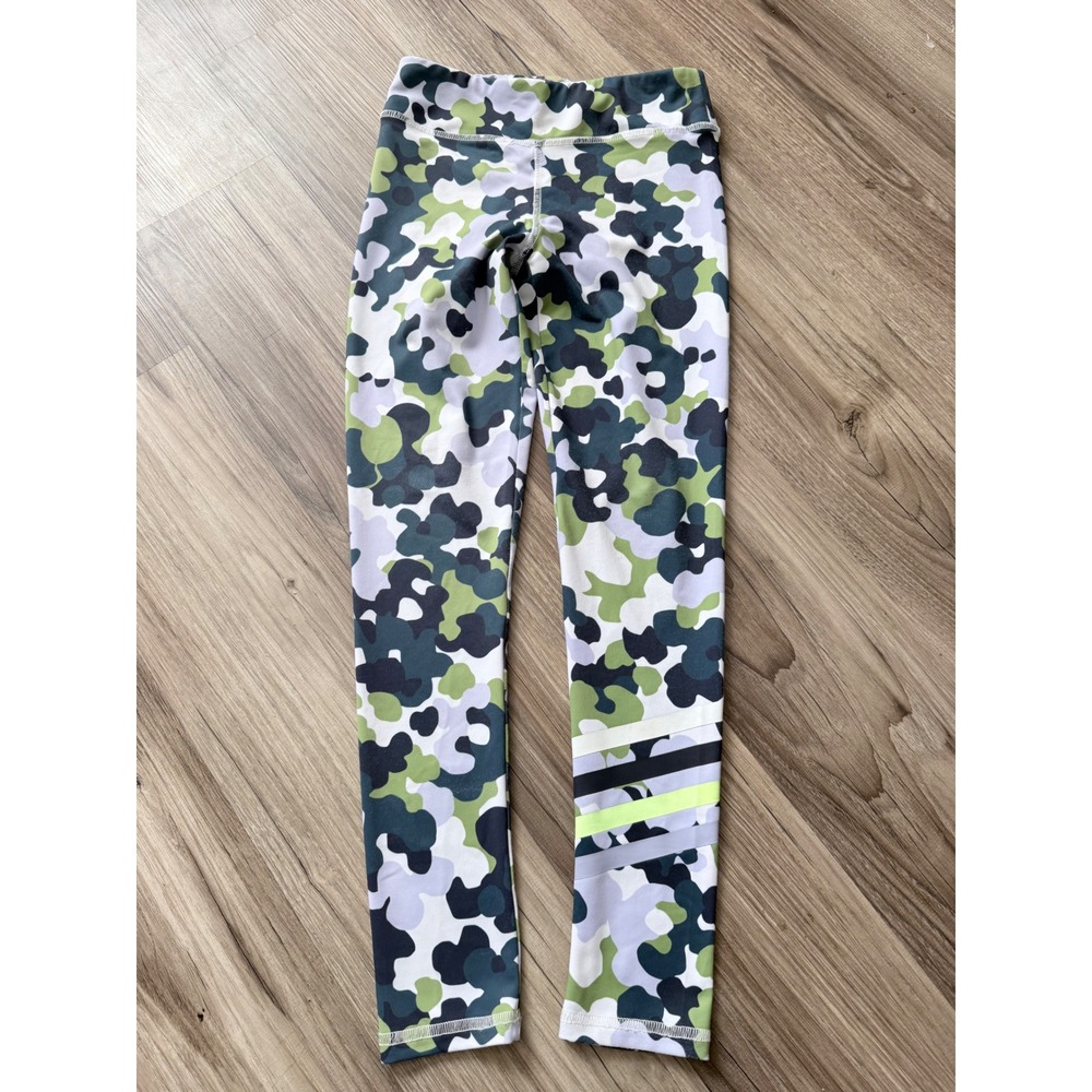 Rockets of Awesome Girls Camo Abstract Print Active Leggings Size 8 Green Navy